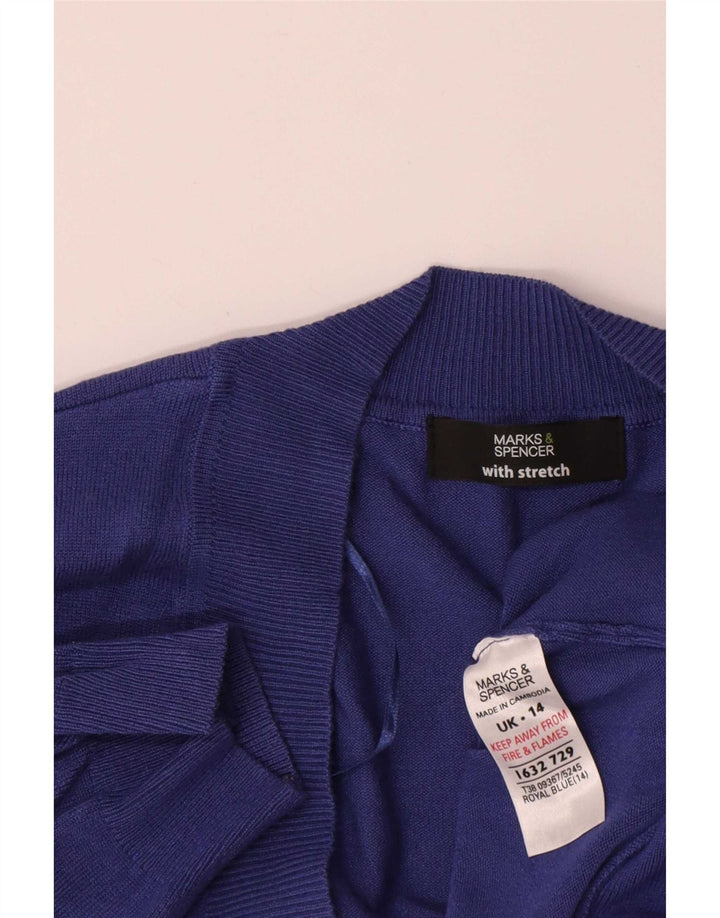 Marks & Spencer Womens Short Sleeve Cardigan Sweater UK 14 Medium Navy Blue