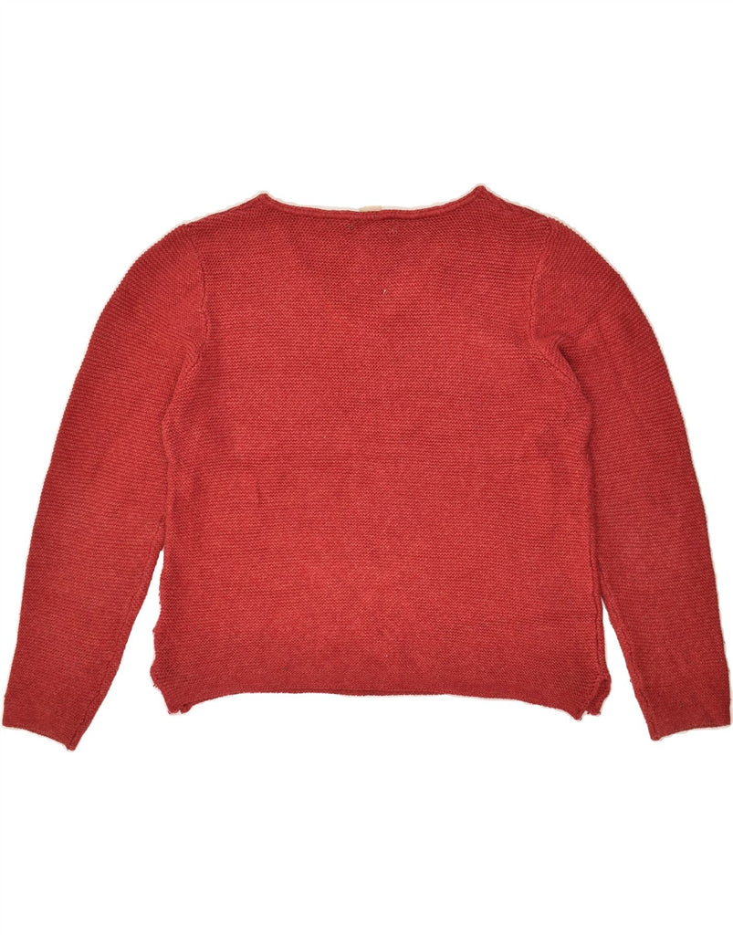 OASIS Womens V-Neck Jumper Sweater UK 14 Medium Red Cotton | Vintage Oasis | Thrift | Second-Hand Oasis | Used Clothing | Messina Hembry 