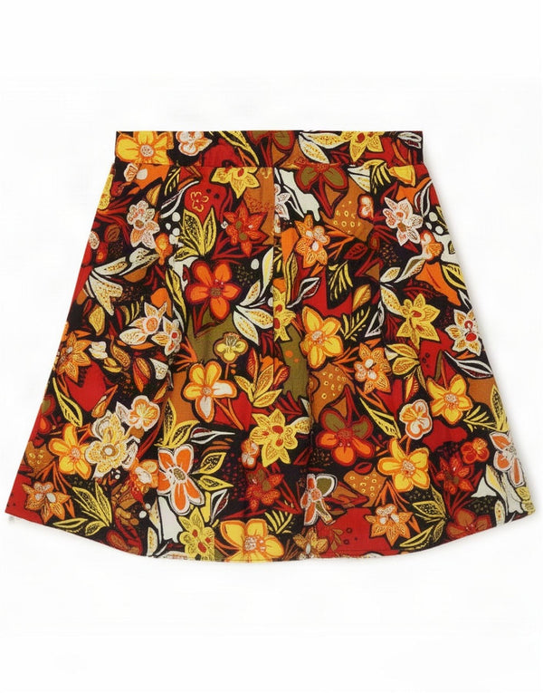 Oak Ridge Womens Flared Skirt IT 40 Small W34 Multicoloured Floral Cotton