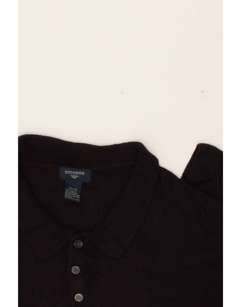 DOCKERS Mens Polo Neck Jumper Sweater XL Maroon Acrylic Vintage Dockers and Second-Hand Dockers from Messina Hembry 