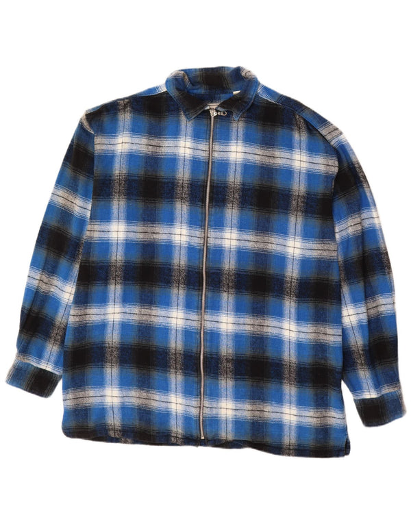 John Baner Mens Flannel Shirt Size 15 1/2 Medium Blue Check Cotton