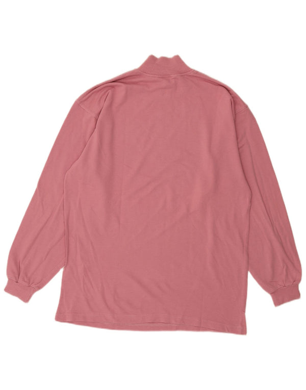 Maser M Womens Graphic Zip Neck Sweatshirt Jumper UK 18 XL Pink Cotton