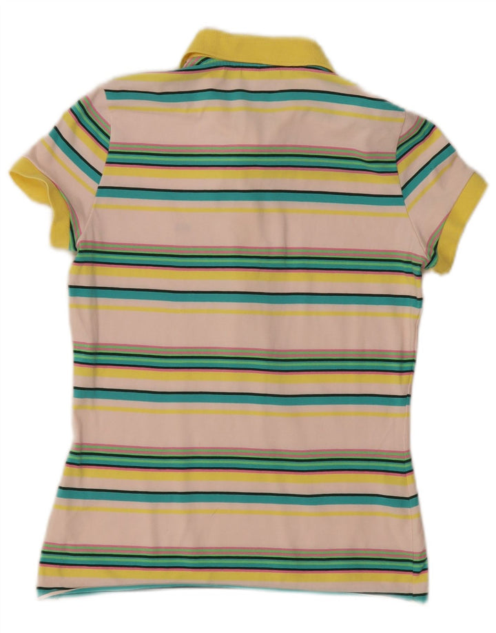 LACOSTE Womens Polo Shirt Size 40 Medium Multicoloured Striped Cotton