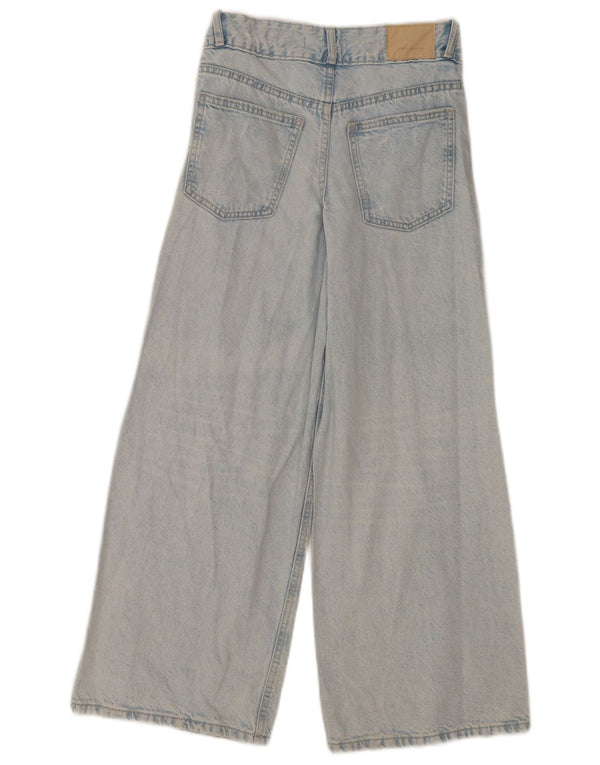 Zara Girls Distressed Wide Leg Jeans 13-14 Years W26 L27 Blue