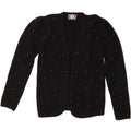 VINTAGE Womens Open Cardigan Sweater UK 14 Medium Black Lambswool Vintage Vintage and Second-Hand Vintage from Messina Hembry 
