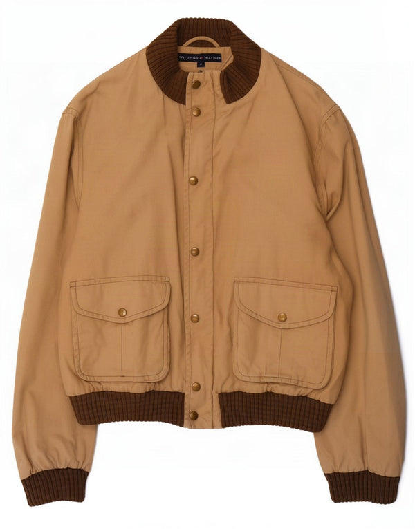 Tommy Hilfiger Mens Bomber Jacket UK 38 Medium Beige Colourblock Cotton