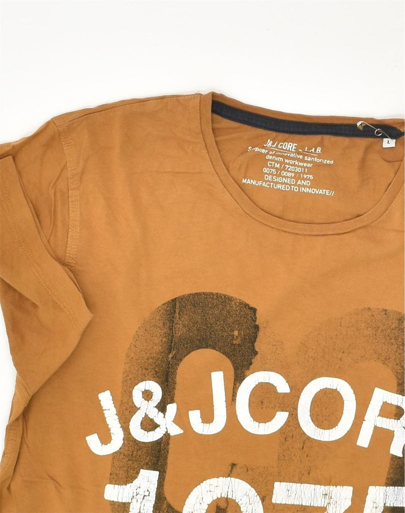 JACK & JONES Mens Graphic T-Shirt Top Large Brown Cotton | Vintage Jack & Jones | Thrift | Second-Hand Jack & Jones | Used Clothing | Messina Hembry 