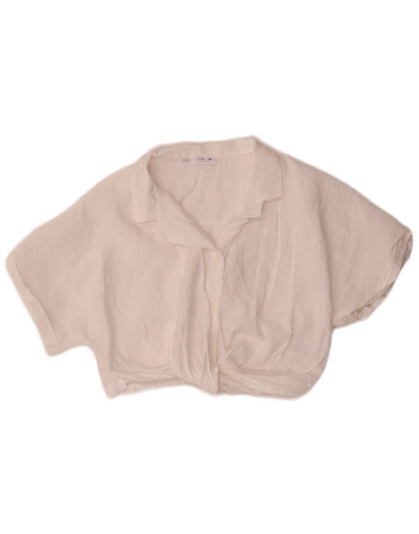 Zara Girls Crop Shirt Blouse 11-12 Years White Modal