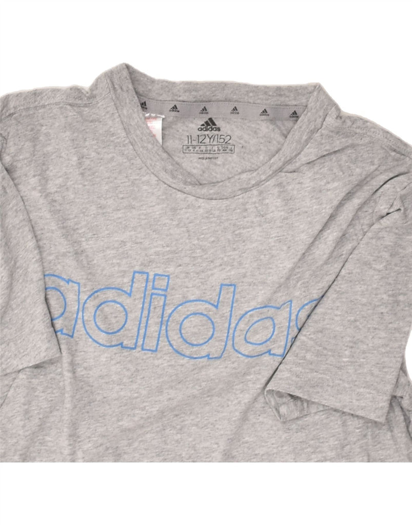 ADIDAS Boys Graphic T-Shirt Top 11-12 Years Grey Cotton | Vintage Adidas | Thrift | Second-Hand Adidas | Used Clothing | Messina Hembry 