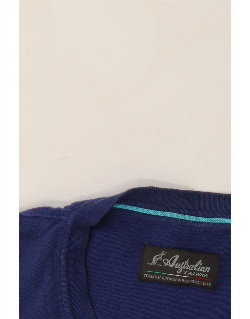 AUSTRALIAN L'ALPINA Mens Crew Neck Jumper Sweater IT 52 Large Blue Cotton Vintage AUSTRALIAN L'ALPINA and Second-Hand AUSTRALIAN L'ALPINA from Messina Hembry 