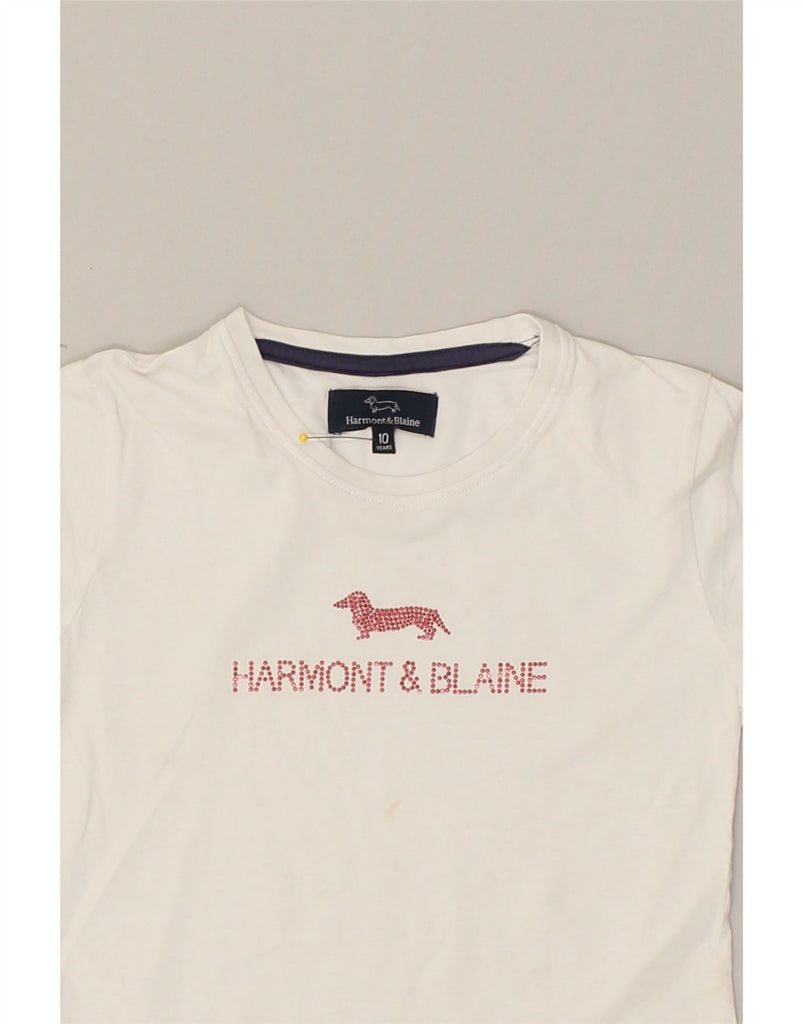 HARMONT & BLAINE Girls Graphic T-Shirt Top 9-10 Years White Cotton | Vintage Harmont & Blaine | Thrift | Second-Hand Harmont & Blaine | Used Clothing | Messina Hembry 