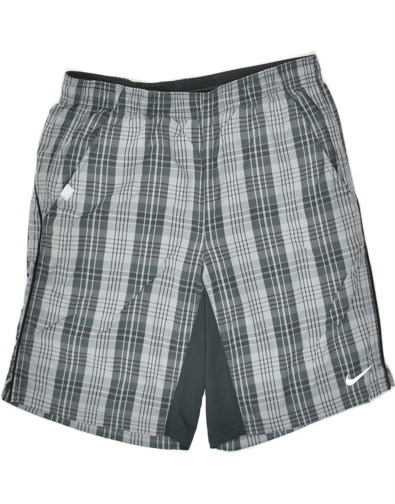 NIKE Mens Sport Shorts Small Grey Check Polyester | Vintage Nike | Thrift | Second-Hand Nike | Used Clothing | Messina Hembry 