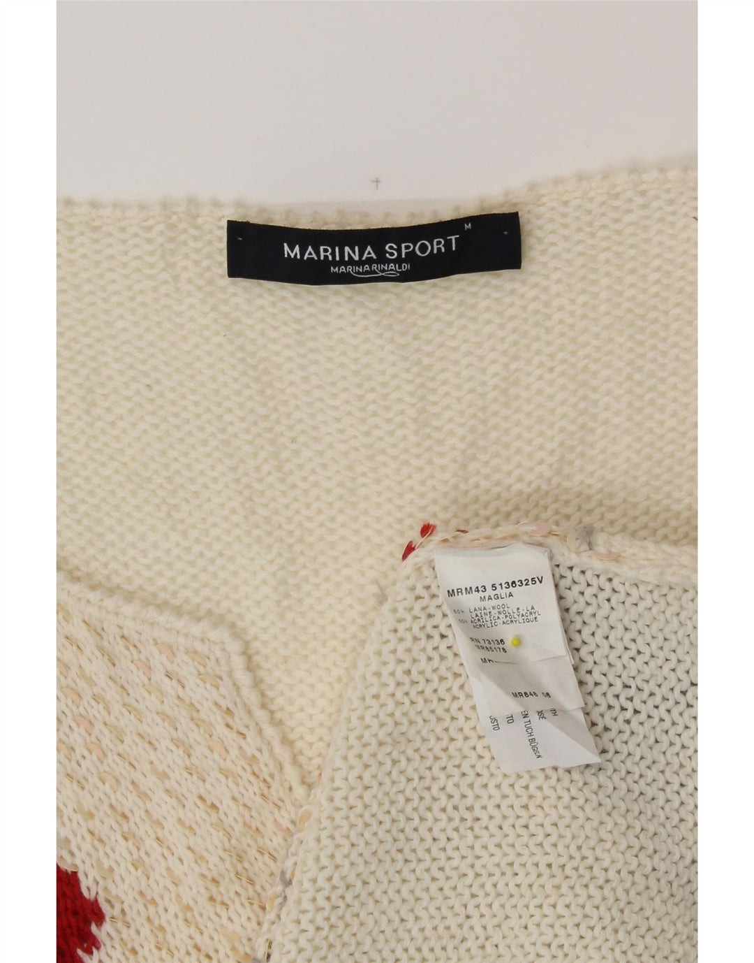 MARINA RINALDI Womens V-Neck Jumper Sweater UK 14 Medium Off White