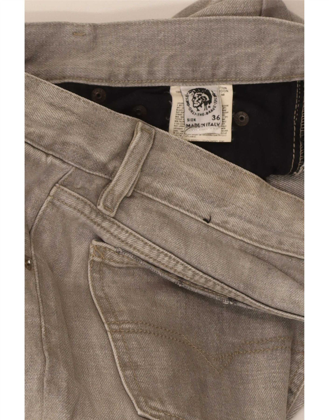 Diesel Mens Bootcut Jeans W36 L30 Grey Cotton