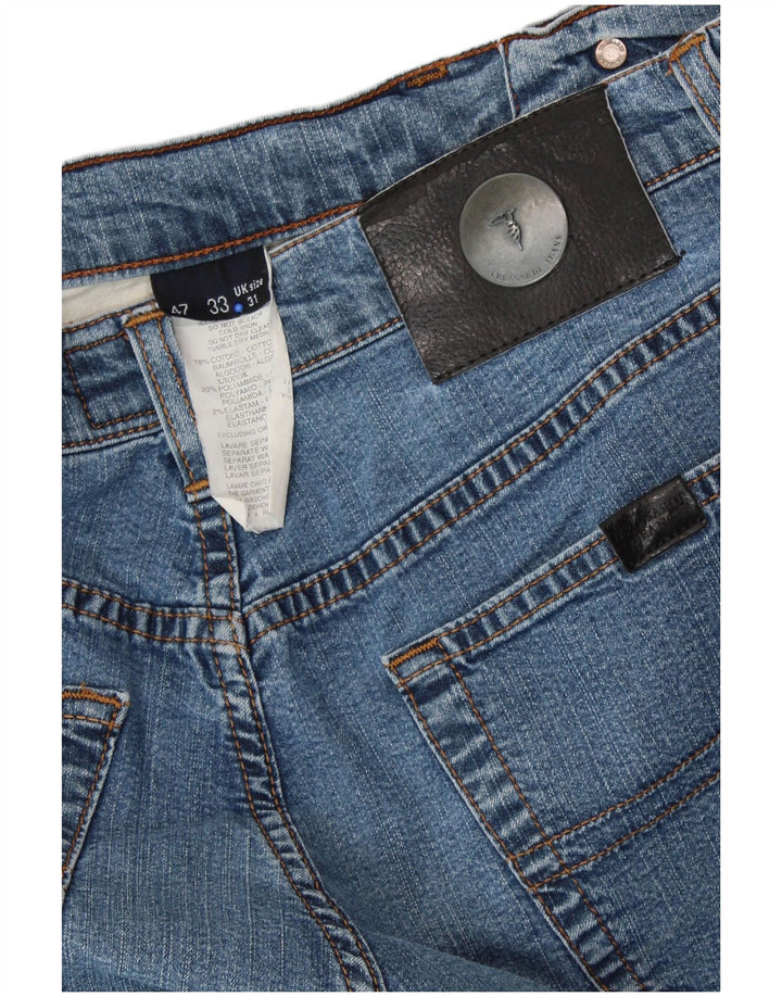 TRUSSARDI Mens Wide Leg Cropped Jeans W31 L26 Blue Cotton