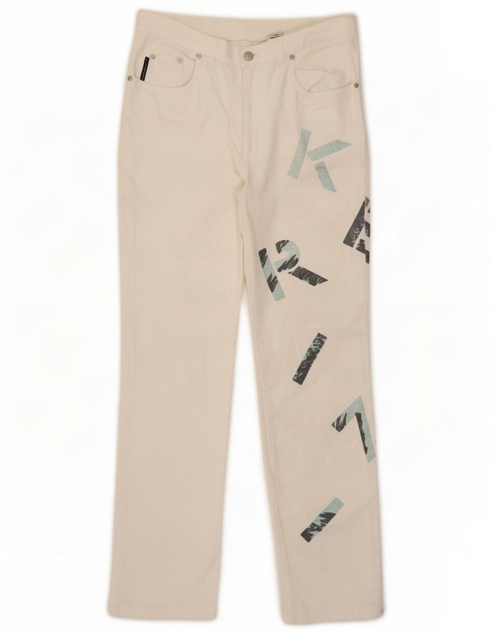 Krizia Womens Graphic Straight Jeans W30 L29 White