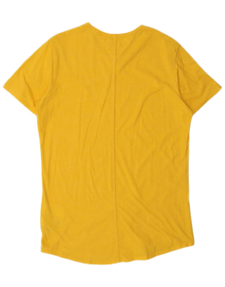 TOMMY HILFIGER Womens T-Shirt Top UK 14 Medium Yellow Cotton