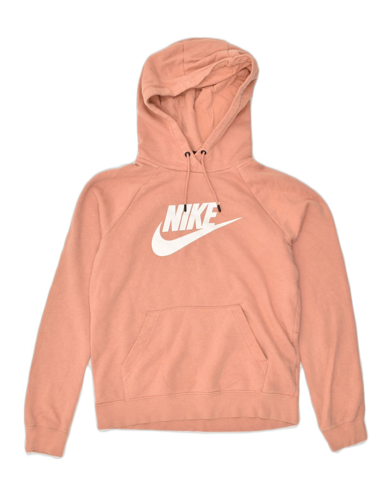 NIKE Womens Graphic Hoodie Jumper UK 10 Small Orange Cotton | Vintage Nike | Thrift | Second-Hand Nike | Used Clothing | Messina Hembry 