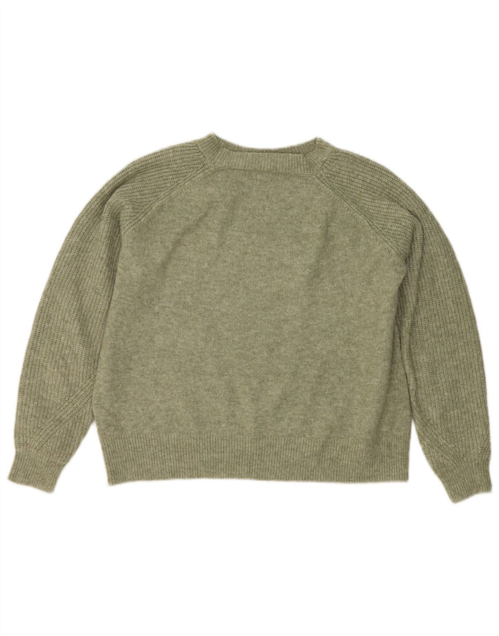 Marks & Spencer Womens Crew Neck Jumper Sweater UK 14 Medium Green Acrylic