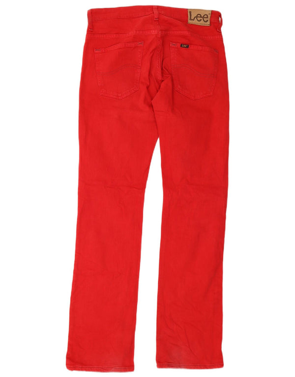 Lee Mens Knox Zip Straight Jeans W31 L34 Red Cotton