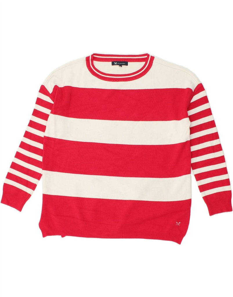 CREW CLOTHING Womens Boat Neck Jumper Sweater UK 14 Medium Red Striped | Vintage Crew Clothing | Thrift | Second-Hand Crew Clothing | Used Clothing | Messina Hembry 