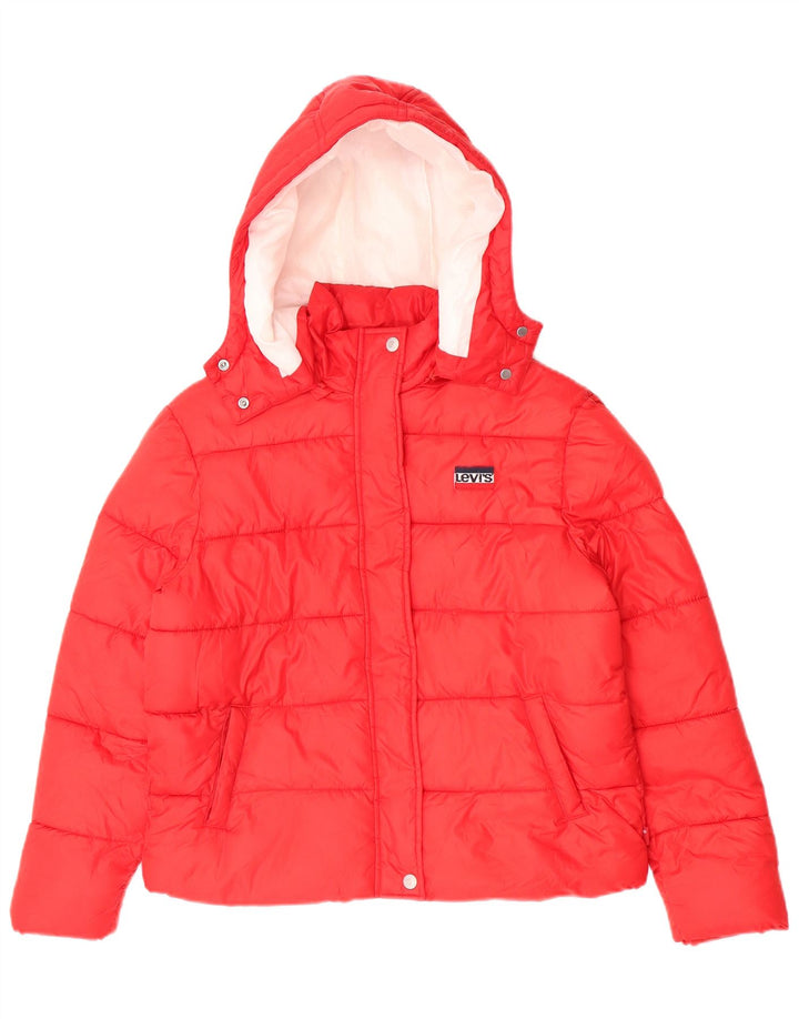 Levi's Girls Hooded Padded Jacket 15-16 Years Red Polyester