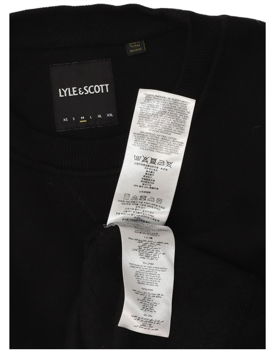 LYLE & SCOTT Mens Sweatshirt Jumper Medium Black Cotton