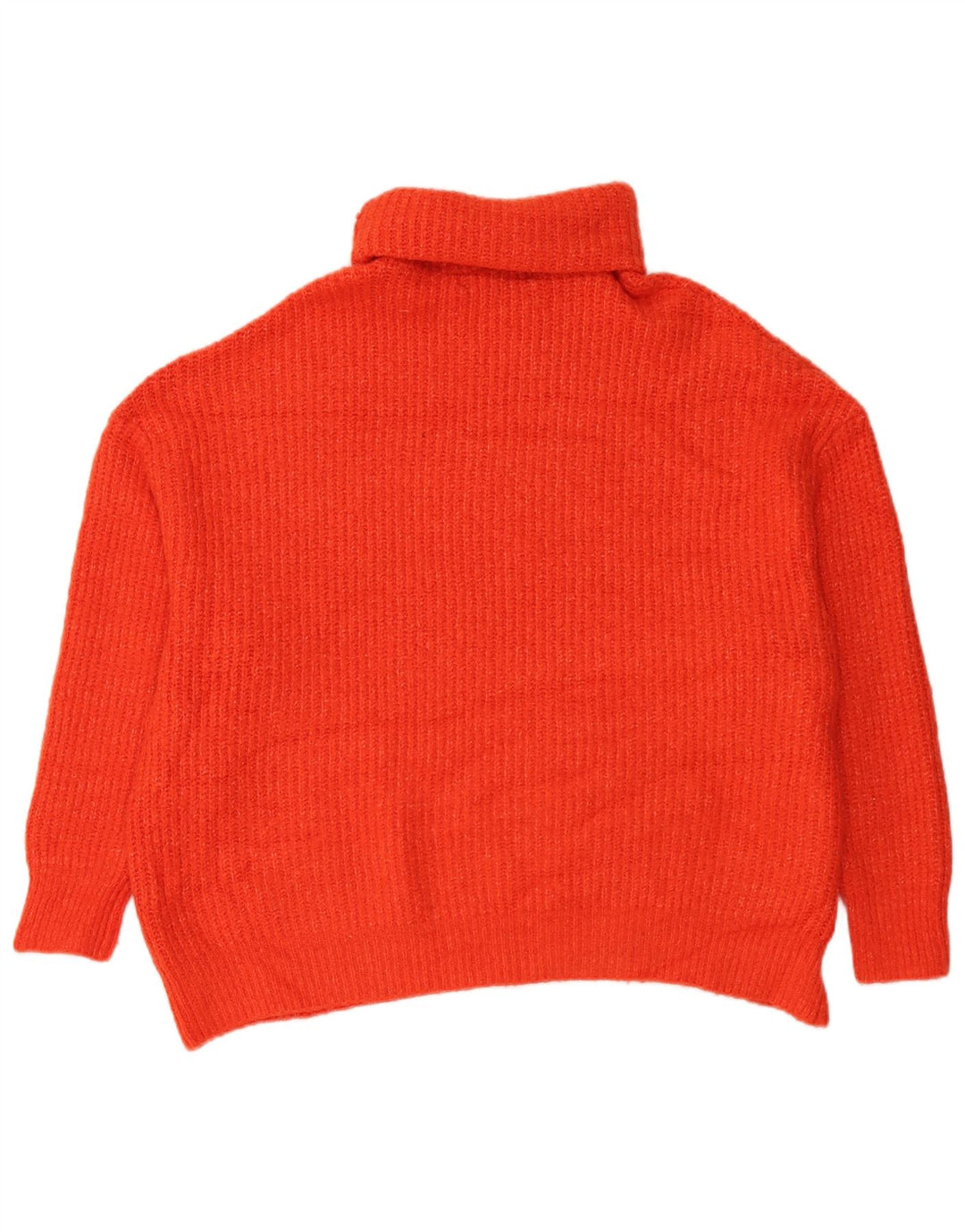 Zara Womens Oversized Roll Neck Jumper Sweater UK 16 Large Orange Acrylic