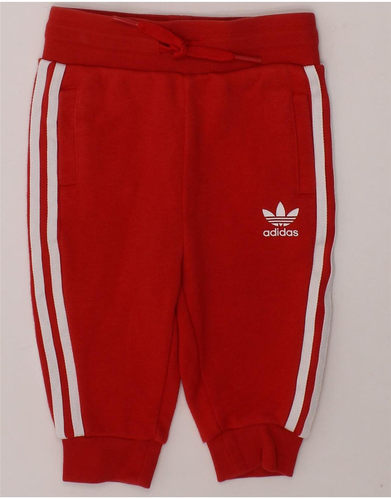 ADIDAS Baby Girls Joggers Tracksuit Trousers 6-9 Months  Red Cotton Vintage Adidas and Second-Hand Adidas from Messina Hembry 