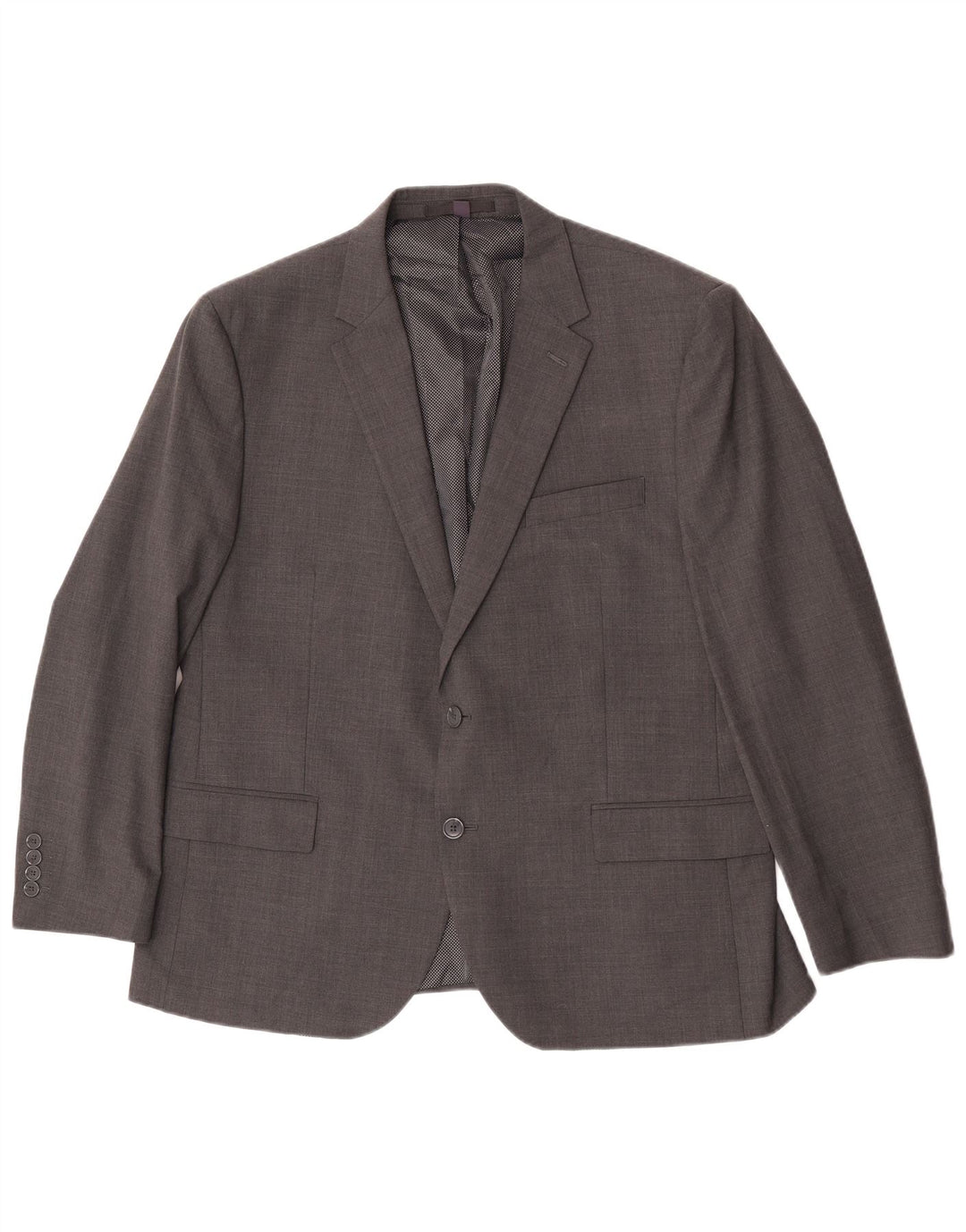 Marks & Spencer Mens 2 Button Blazer Jacket UK 44 XL Grey Check Wool