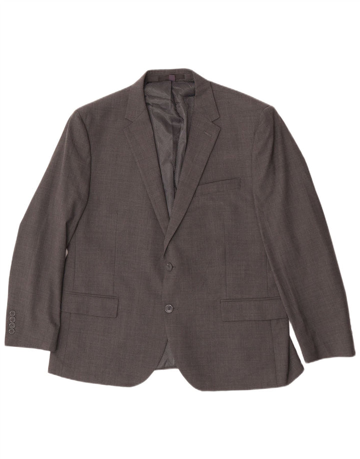 Marks & Spencer Mens 2 Button Blazer Jacket UK 44 XL Grey Check Wool