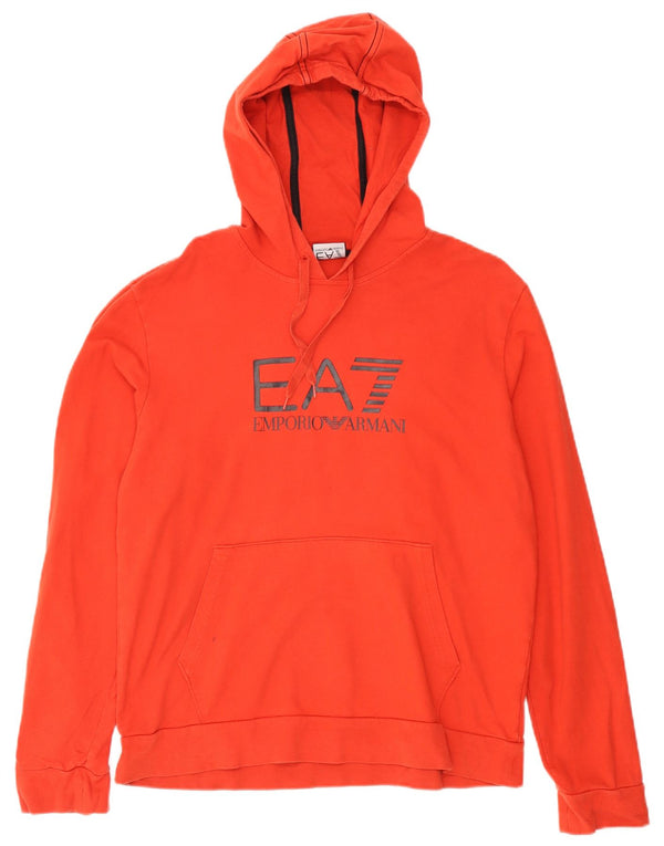 Emporio Armani Mens Graphic Hoodie Jumper XL Orange Cotton