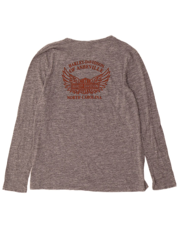 Harley Davidson Mens Graphic Top Long Sleeve 2XL Grey Flecked Cotton