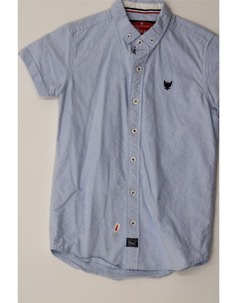 DIESEL Boys Short Sleeve Shirt 7-8 Years Blue Cotton Vintage Diesel and Second-Hand Diesel from Messina Hembry 
