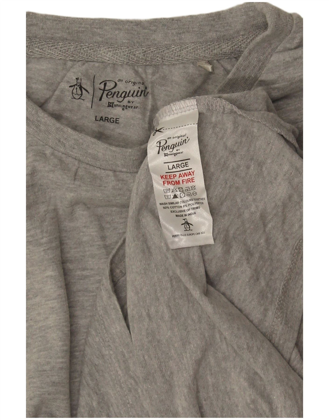 Penguin Mens T-Shirt Top Large Grey Flecked Cotton