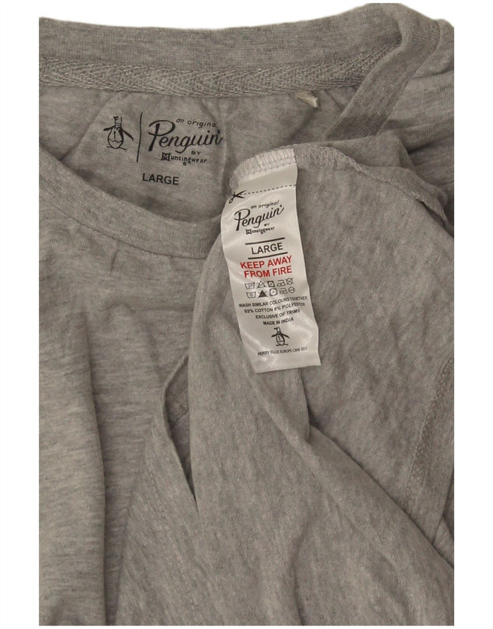 Penguin Mens T-Shirt Top Large Grey Flecked Cotton