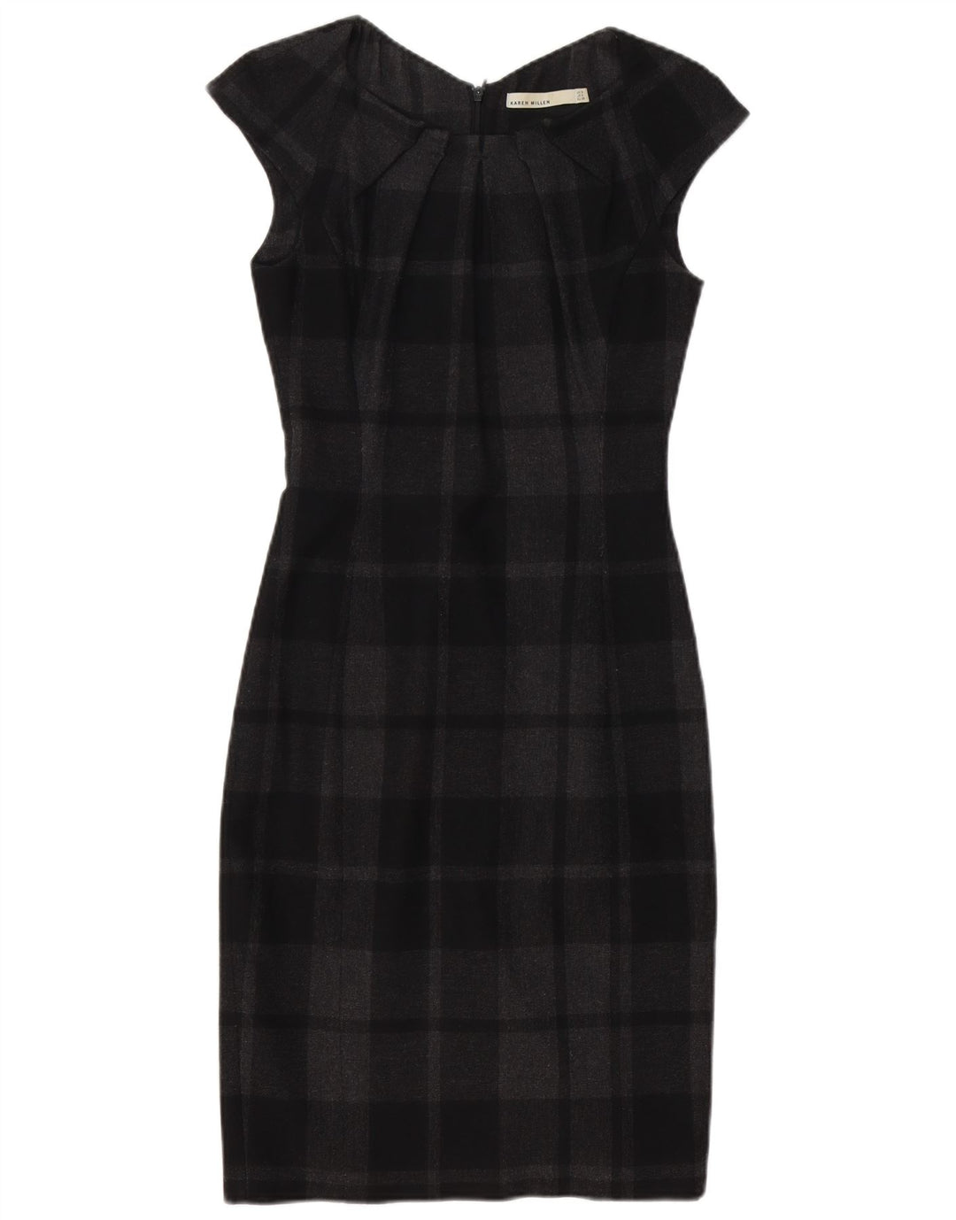 Karen Millen Womens Sheath Dress UK 8 Small  Black Check Polyester