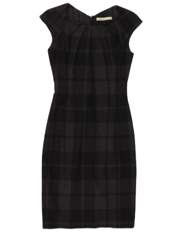 Karen Millen Womens Sheath Dress UK 8 Small  Black Check Polyester