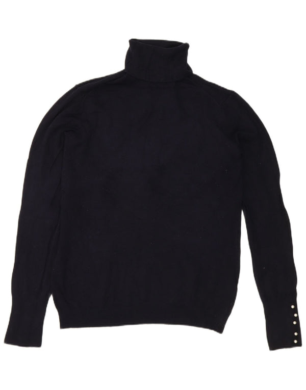 Zara Womens Roll Neck Jumper Sweater UK 18 XL Navy Blue Viscose