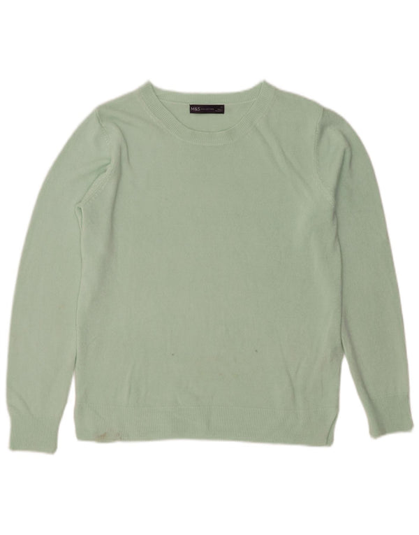 Marks & Spencer Womens Boat Neck Jumper Sweater UK 12 Medium  Green Acrylic