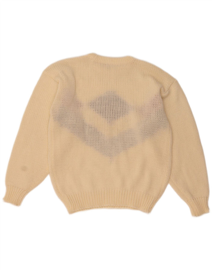 C&A Womens Crew Neck Jumper Sweater EU 40 Medium Off White Argyle/Diamond