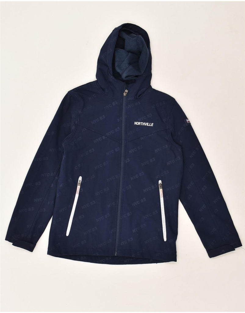 VINTAGE Boys Hooded Rain Jacket 11-12 Years Navy Blue Polyester | Vintage Vintage | Thrift | Second-Hand Vintage | Used Clothing | Messina Hembry 