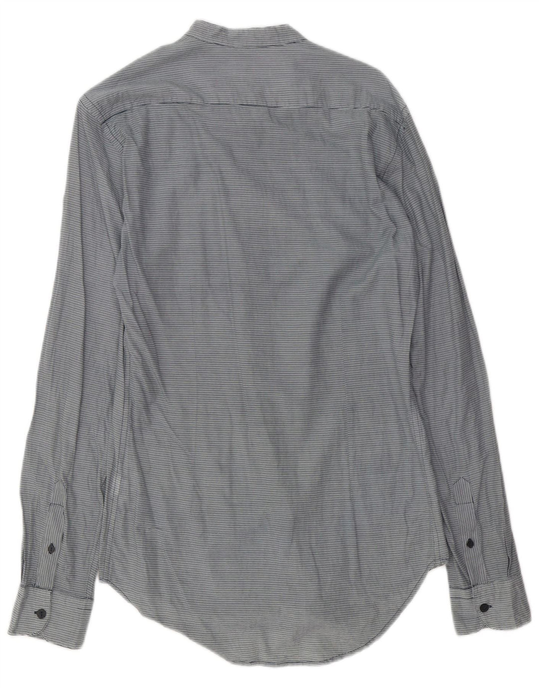 Zara Mens Slim Fit Shirt Medium Grey Pinstripe Cotton