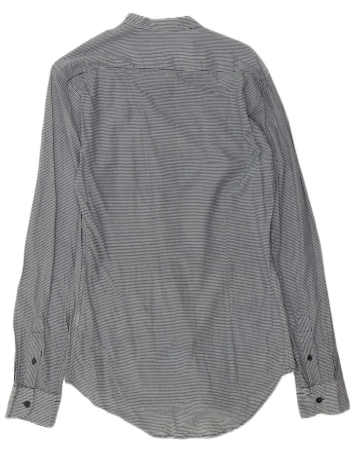 Zara Mens Slim Fit Shirt Medium Grey Pinstripe Cotton