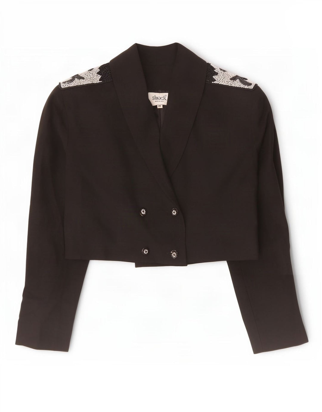 Vintage Womens Double Breasted Blazer Jacket UK 14 Medium Black Wool