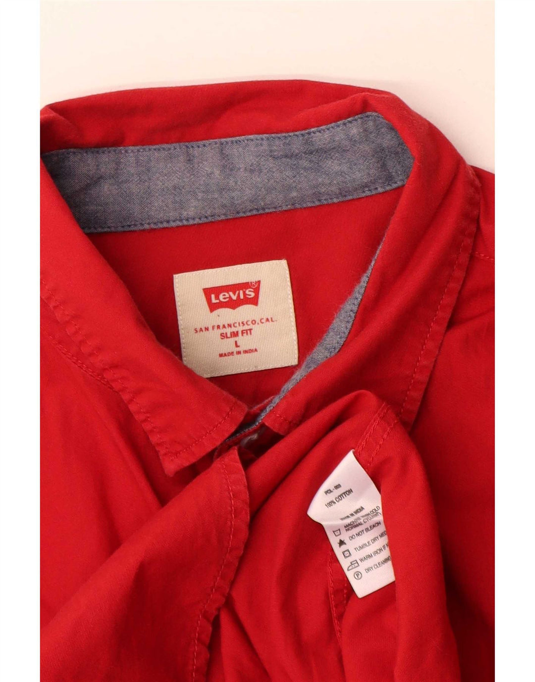 Levi's Mens Slim Fit Shirt Large Red Cotton