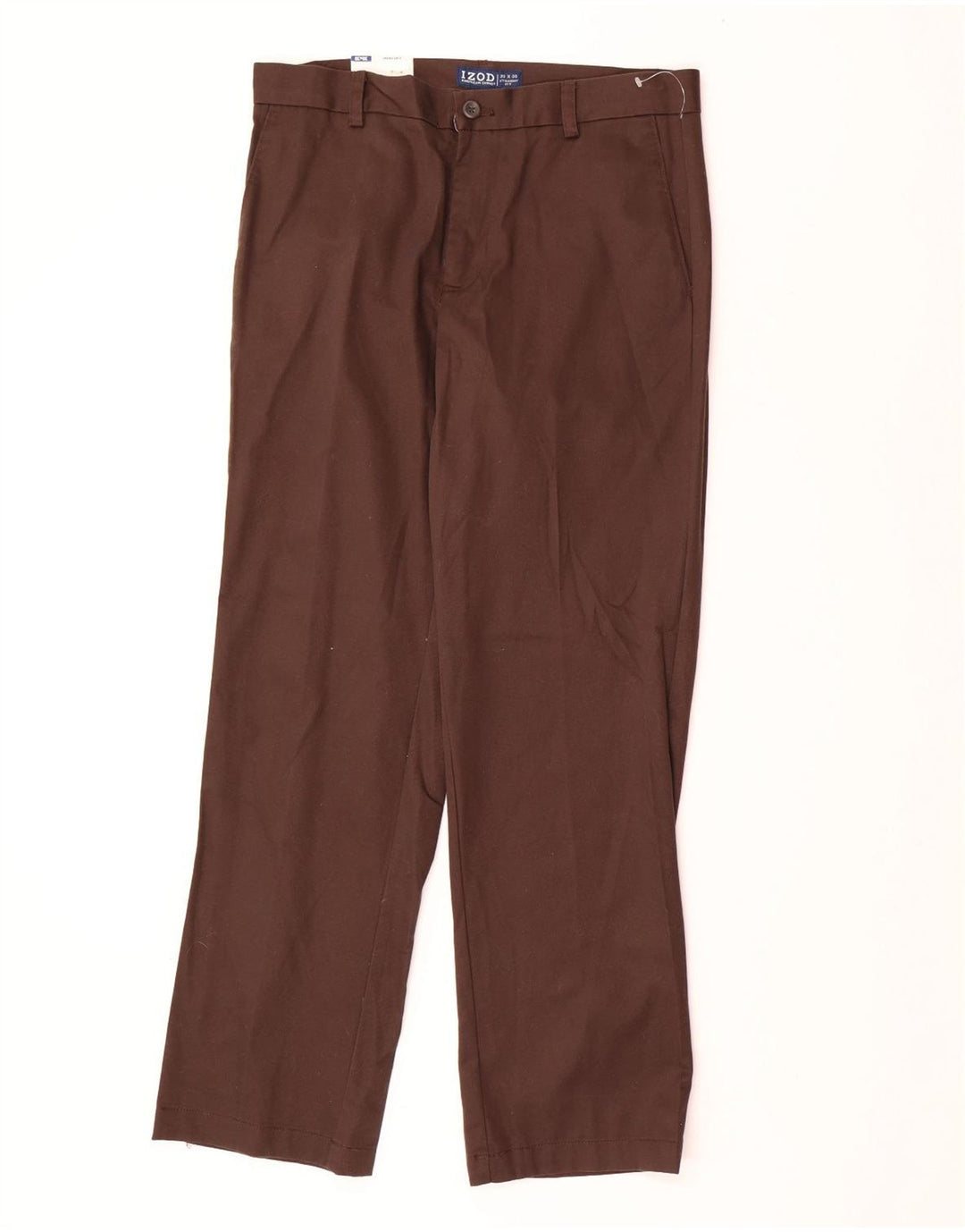 IZOD Mens Straight Chino Trousers W30 L30  Brown Cotton