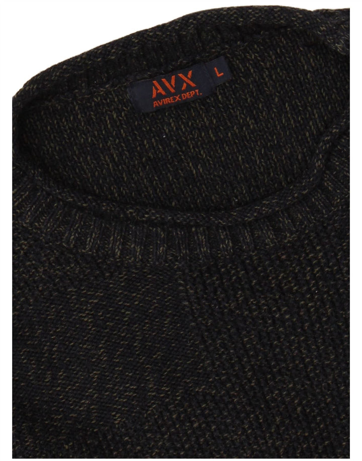 AVIREX Womens Crew Neck Jumper Sweater UK 16 Large Navy Blue Flecked