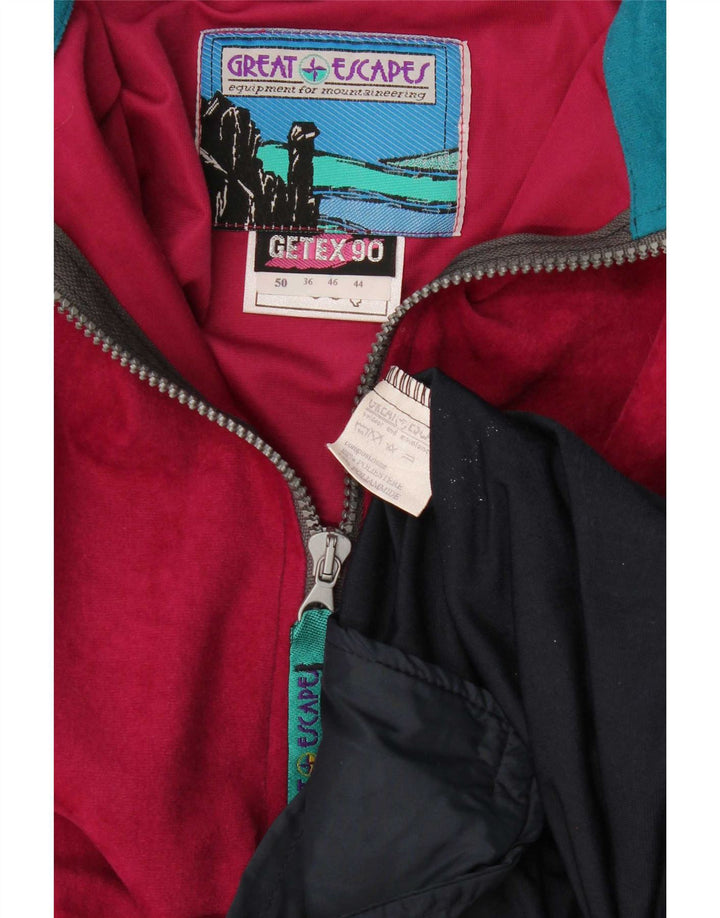 Great Escapes Mens Tracksuit Top Jacket IT 50 Medium Red Colourblock Retro