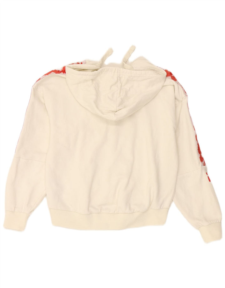 FILA Womens Oversized Graphic Zip Hoodie Sweater UK 10 Small Off White